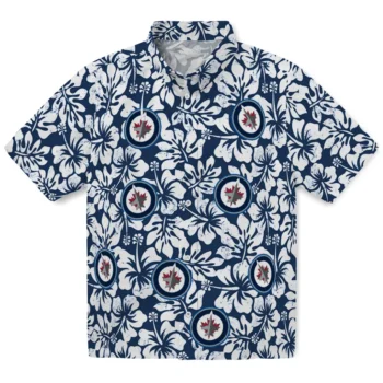 winnipeg jets hibiscus motif blue white hawaiian shirts best selling
