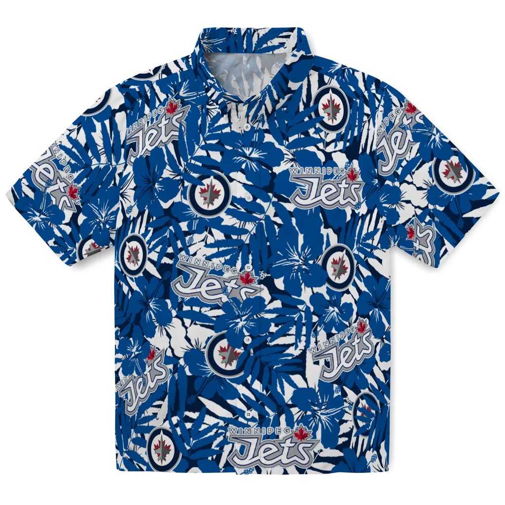 Winnipeg Jets Hawaiian Shirt - Hibiscus Overlay winnipeg jets hibiscus overlay hawaiian shirts best selling