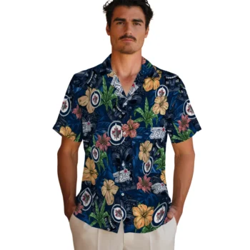 winnipeg jets tiki jungle blue hawaiian shirts fashion forward