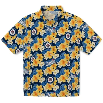 winnipeg jets hibiscus tropics blue yellow hawaiian shirts best selling