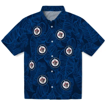 winnipeg jets leaf outline blue hawaiian shirts best selling