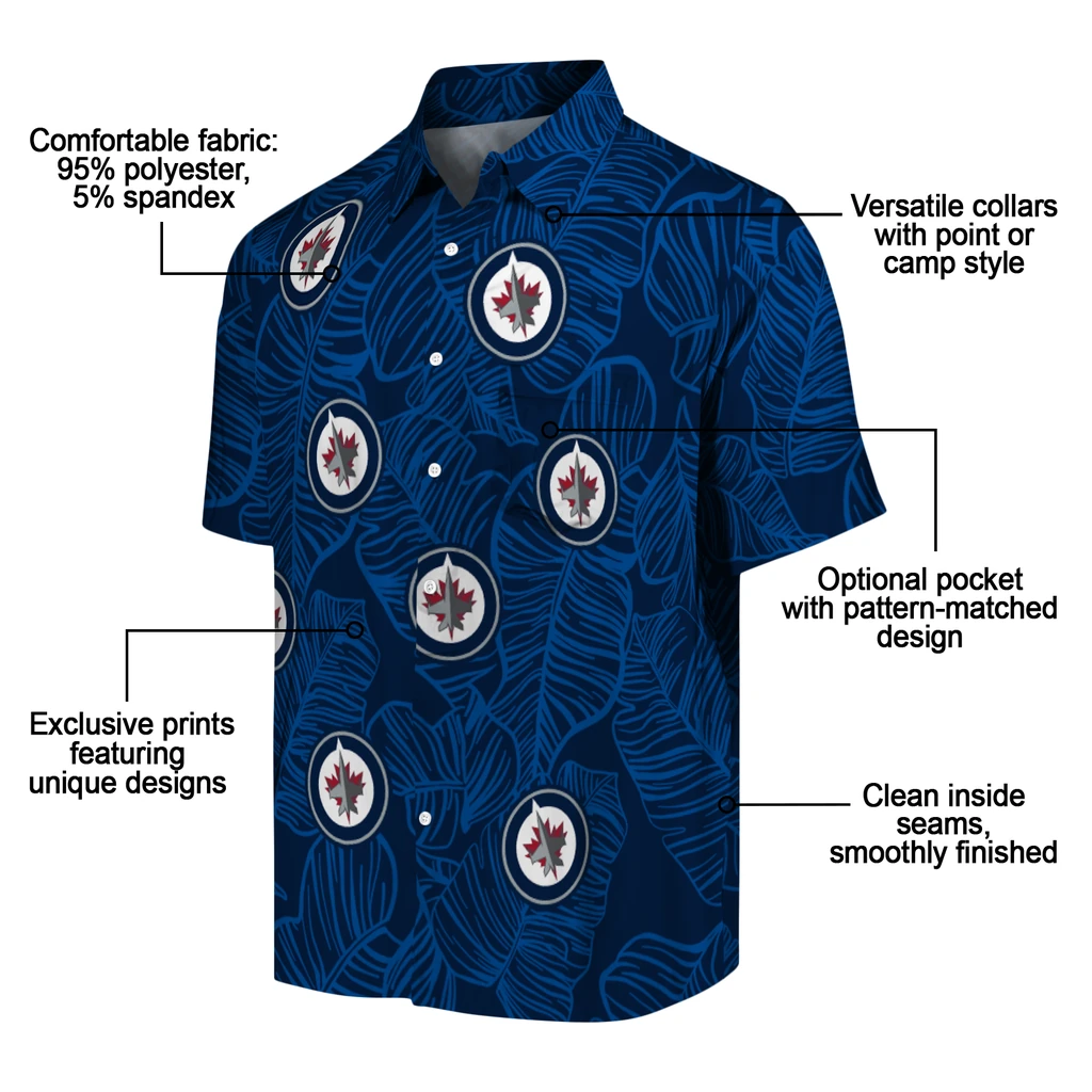 Winnipeg Jets Hawaiian Shirt - Leaf Outline winnipeg jets leaf outline blue hawaiian shirts new arrival