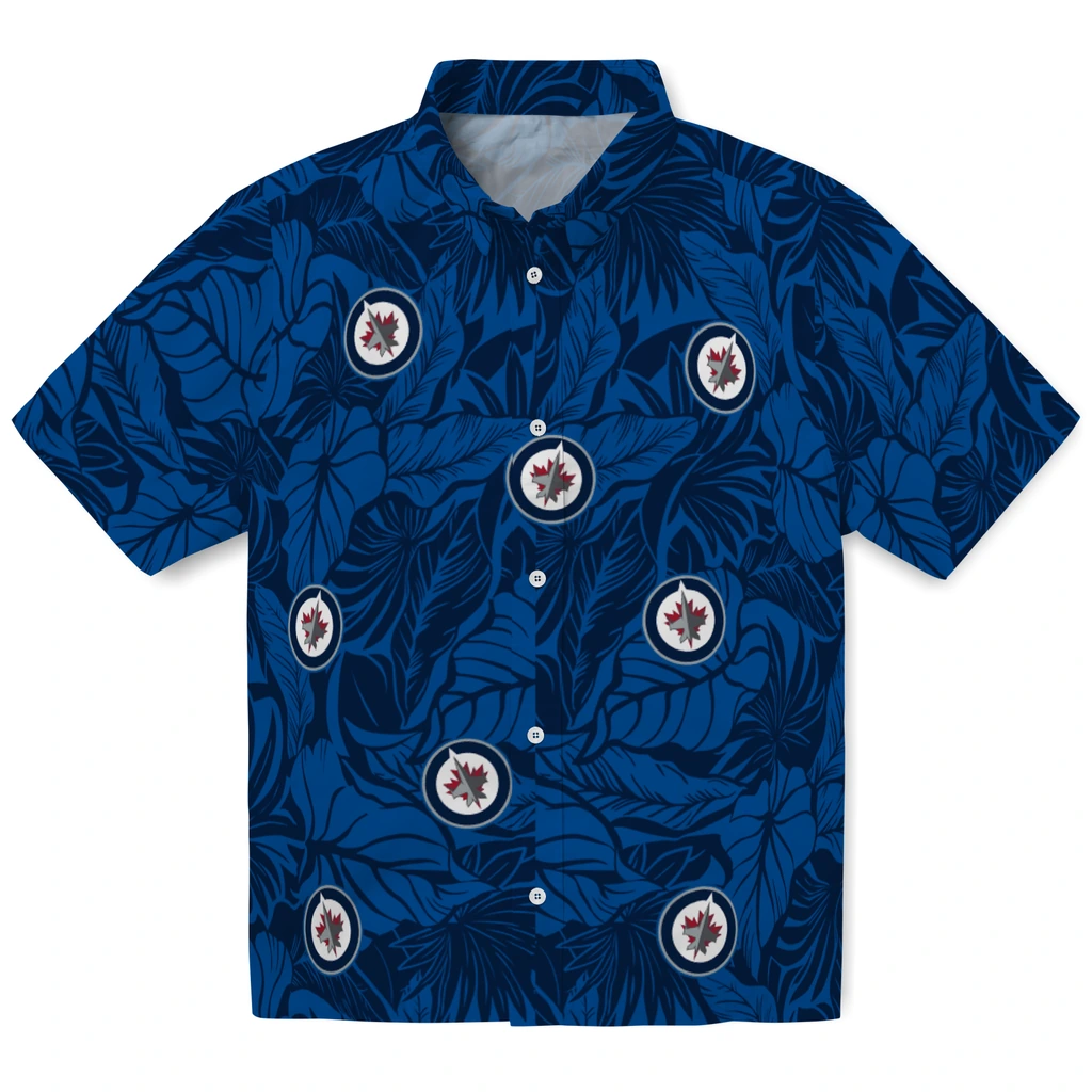 Winnipeg Jets Hawaiian Shirt - Monstera Layer winnipeg jets monstera layer blue hawaiian shirts best selling