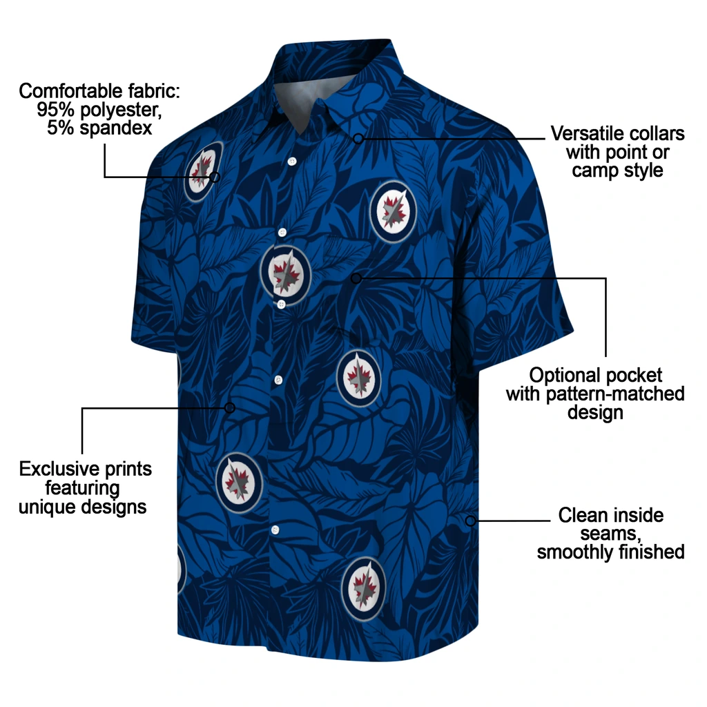 Winnipeg Jets Hawaiian Shirt - Monstera Layer winnipeg jets monstera layer blue hawaiian shirts new arrival