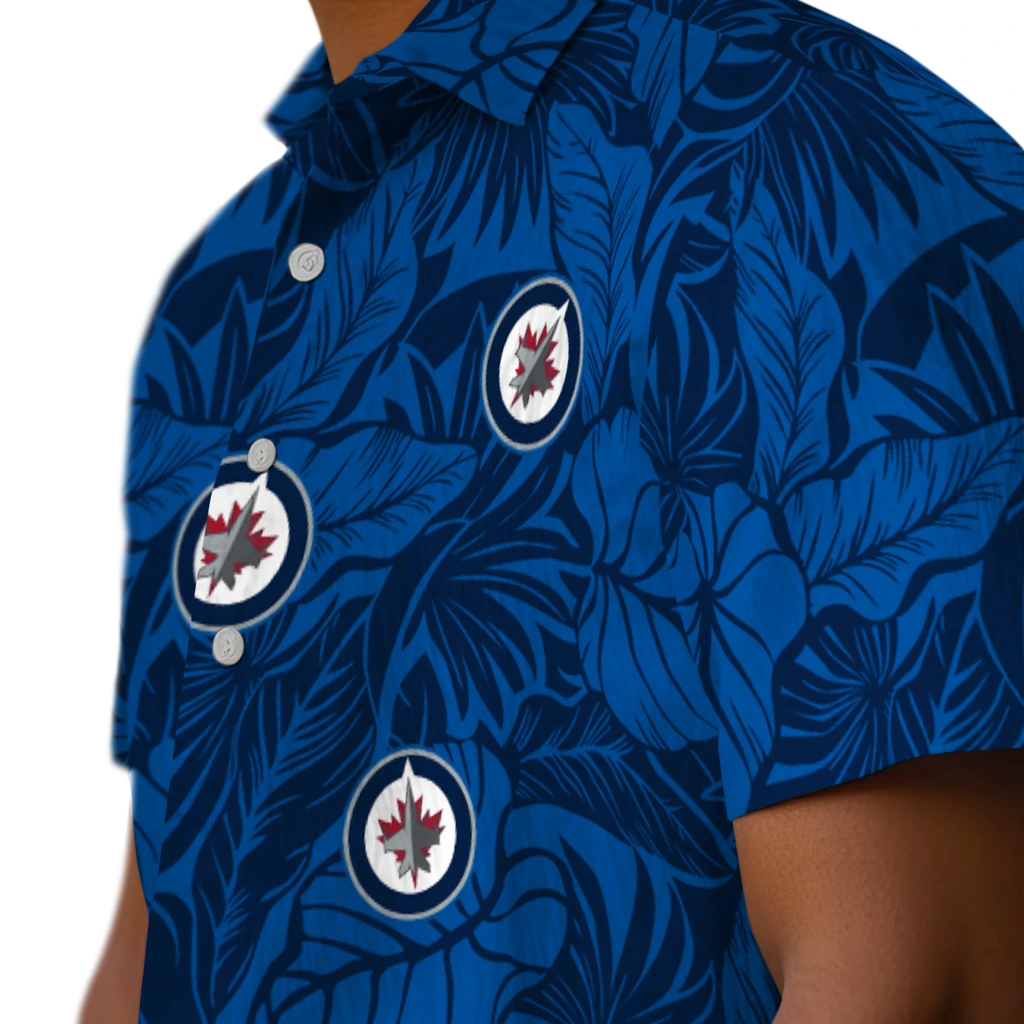 Winnipeg Jets Hawaiian Shirt - Monstera Layer winnipeg jets monstera layer blue hawaiian shirts trendy