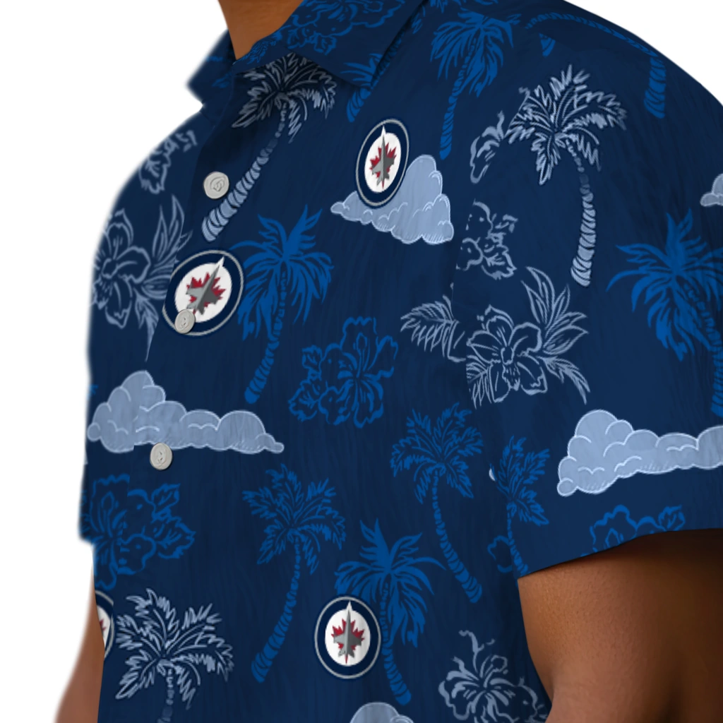 Winnipeg Jets Hawaiian Shirt - Palm And Clouds winnipeg jets palm and clouds blue hawaiian shirts trendy