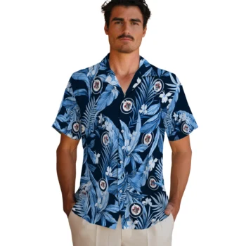 winnipeg jets palm leaves blue hawaiian shirts fashion forward