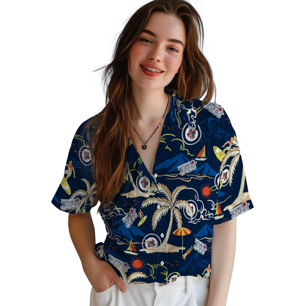 Winnipeg Jets Hawaiian Shirt - Palm Tree Island winnipeg jets palm tree island blue hawaiian shirts latest model