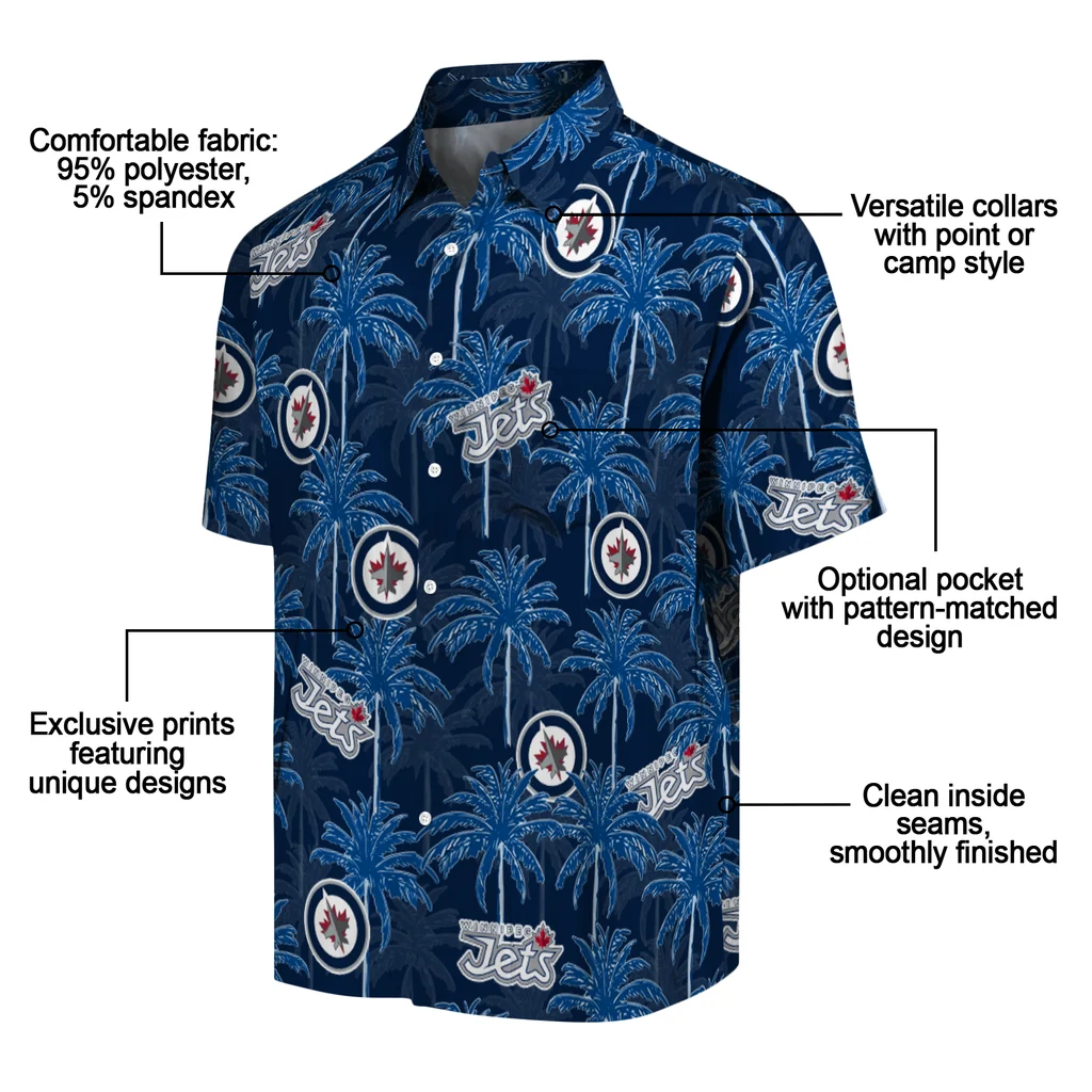 Winnipeg Jets Hawaiian Shirt - Palm Tree Motif winnipeg jets palm grove blue hawaiian shirts new arrival