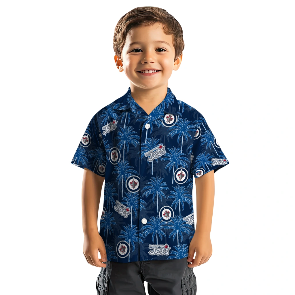 Winnipeg Jets Hawaiian Shirt - Palm Tree Motif winnipeg jets palm grove blue hawaiian shirts top rated