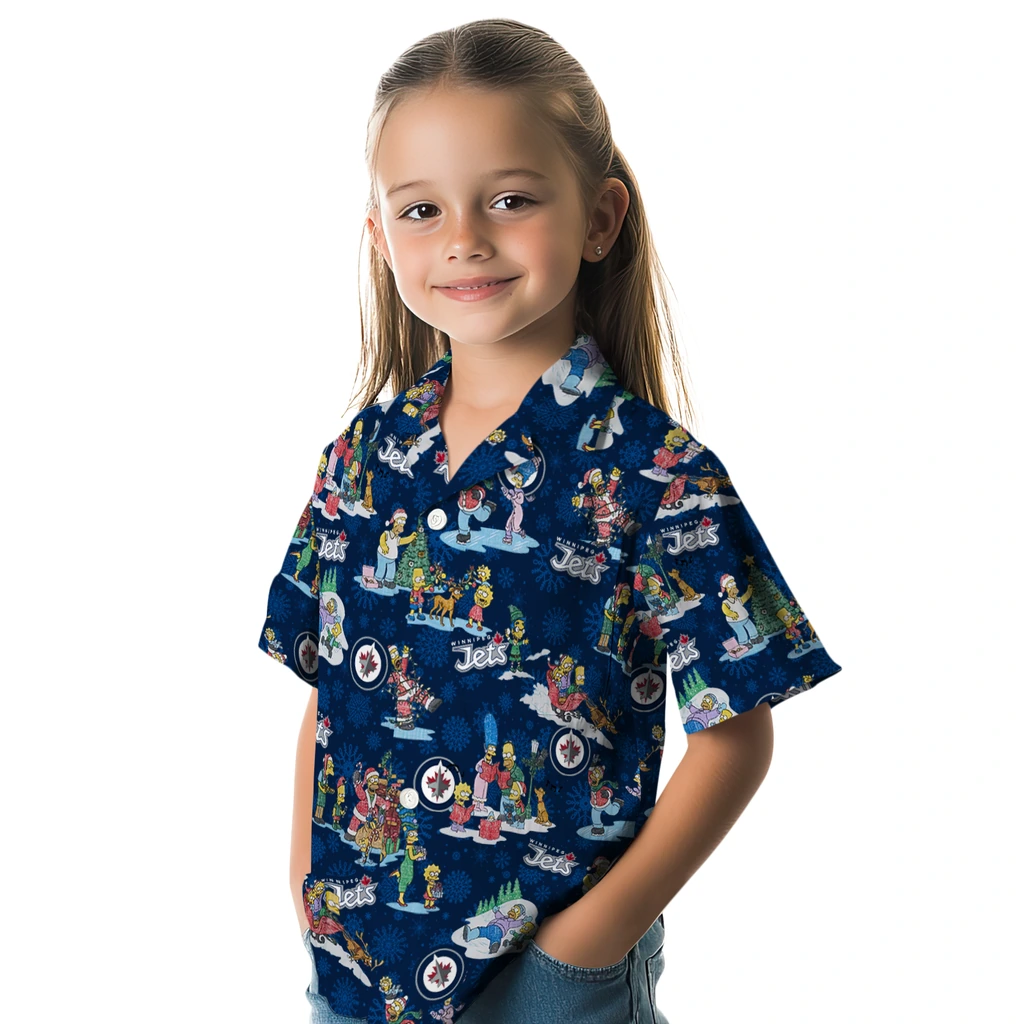 Winnipeg Jets Hawaiian Shirt - Simpsons Christmas winnipeg jets simpsons christmas blue hawaiian shirts premium grade