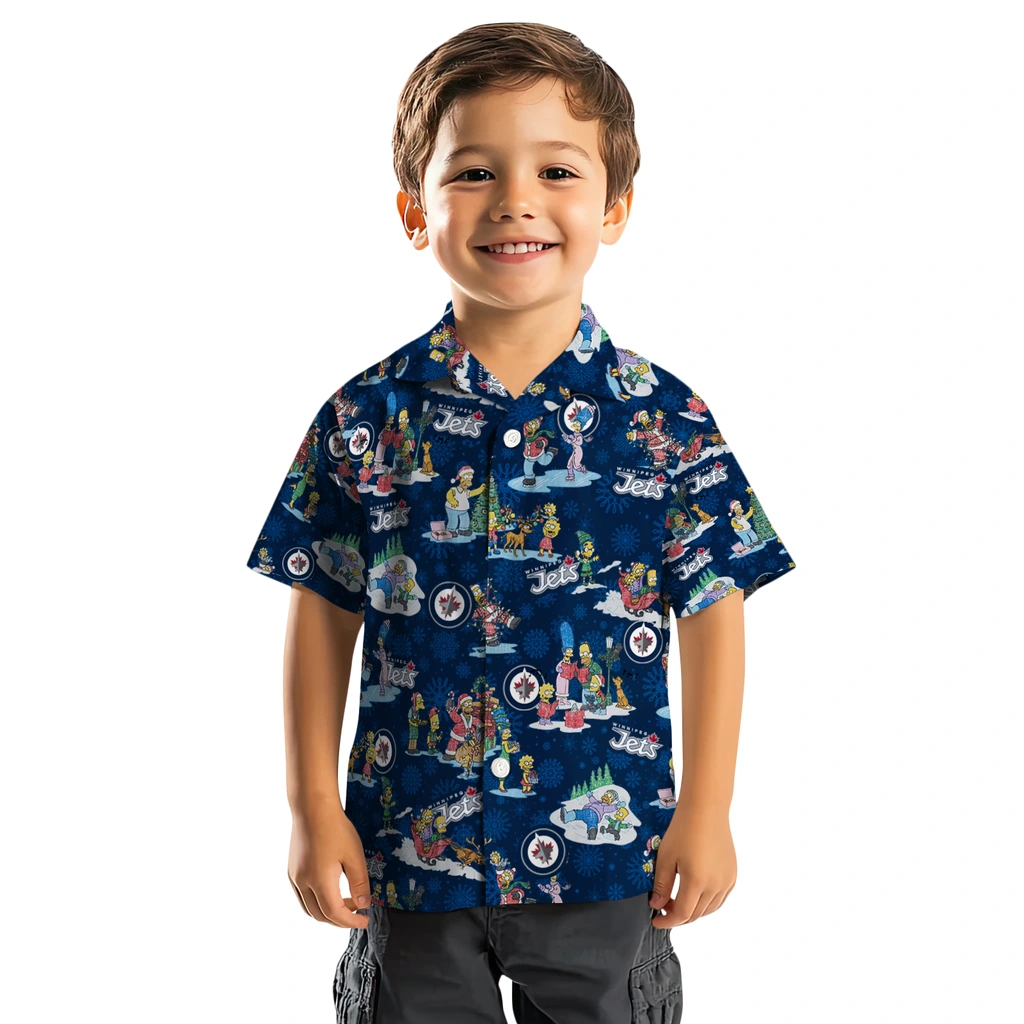 Winnipeg Jets Hawaiian Shirt - Simpsons Christmas winnipeg jets simpsons christmas blue hawaiian shirts top rated