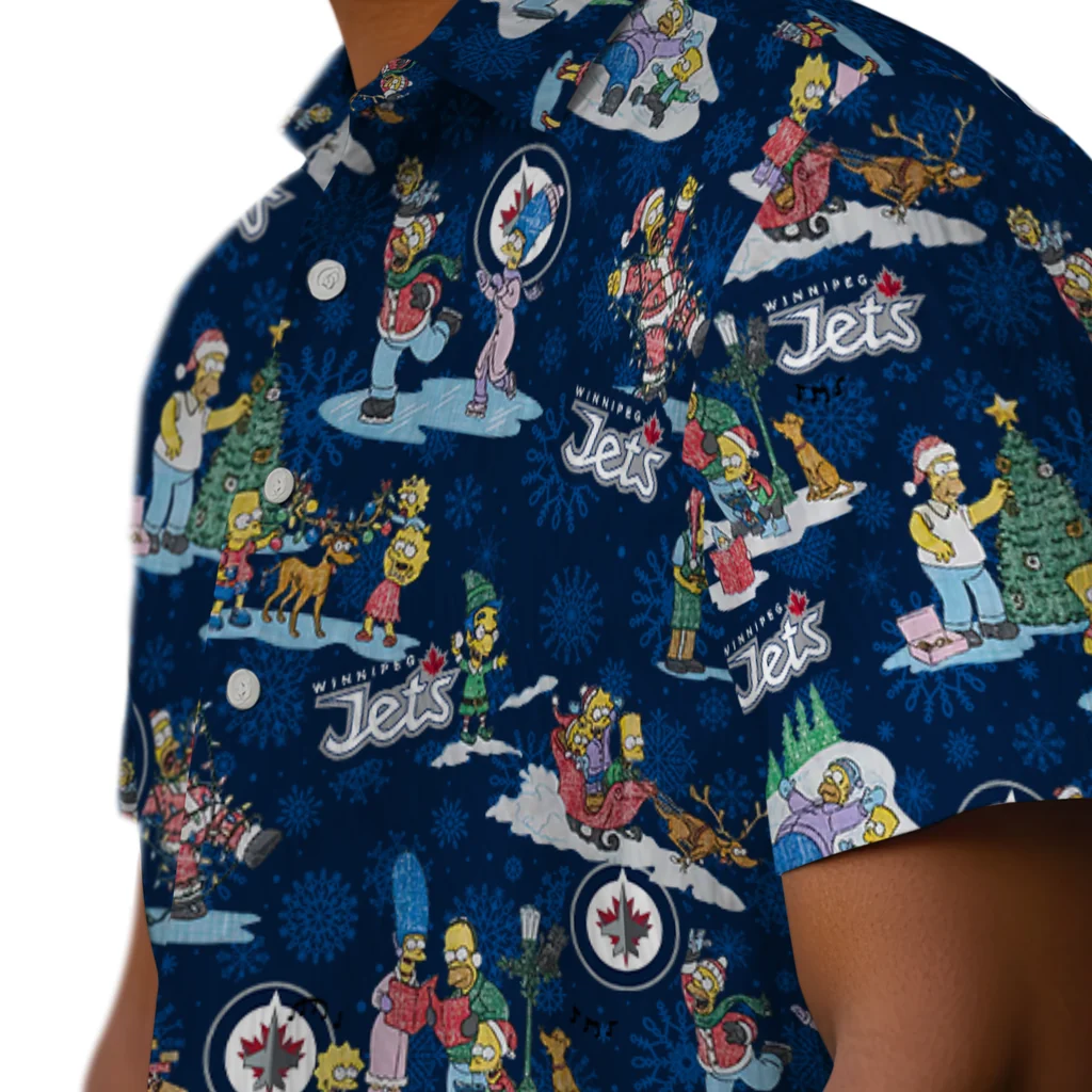 Winnipeg Jets Hawaiian Shirt - Simpsons Christmas winnipeg jets simpsons christmas blue hawaiian shirts trendy