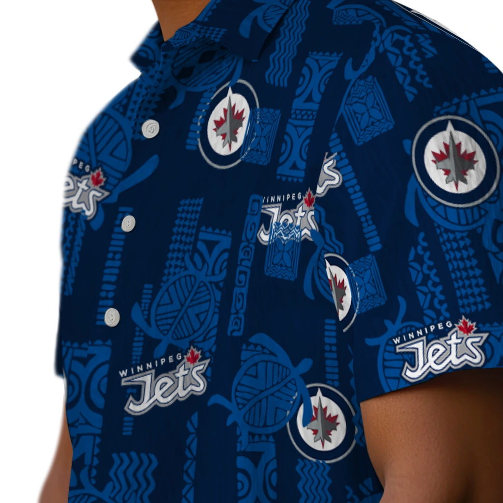 Winnipeg Jets Hawaiian Shirt - Turtle Lines winnipeg jets turtle lines blue hawaiian shirts trendy