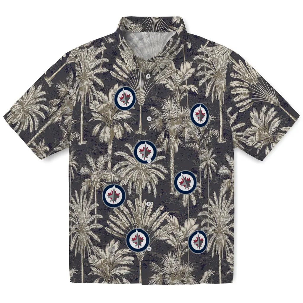 Winnipeg Jets Hawaiian Shirt - Vintage Palm Tree winnipeg jets palm shadows blue hawaiian shirts best selling