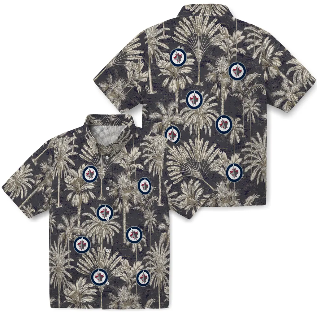 Winnipeg Jets Hawaiian Shirt - Vintage Palm Tree winnipeg jets palm shadows blue hawaiian shirts high quality
