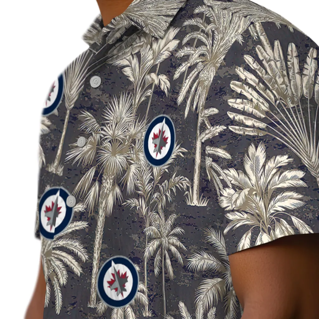 Winnipeg Jets Hawaiian Shirt - Vintage Palm Tree winnipeg jets palm shadows blue hawaiian shirts trendy