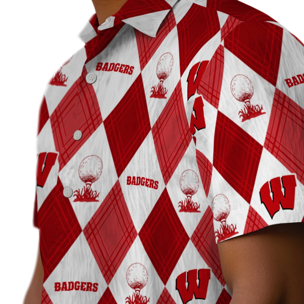 Wisconsin Badgers Hawaiian Shirt - Golfing Plaid wisconsin badgers balloon plaid red hawaiian shirts trendy