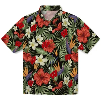 wisconsin badgers hibiscus bird hawaiian shirts best selling