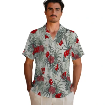 wisconsin badgers hibiscus designs beige hawaiian shirts fashion forward