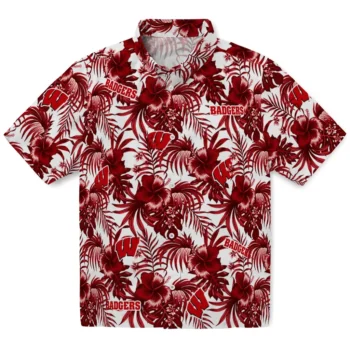 wisconsin badgers hibiscus exotic red hawaiian shirts best selling