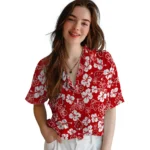 Wisconsin Badgers Hawaiian Shirt – Hibiscus Flower Design