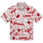Wisconsin Badgers Hawaiian Shirt – Hibiscus Overlay