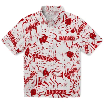 wisconsin badgers hibiscus overlay hawaiian shirts best selling