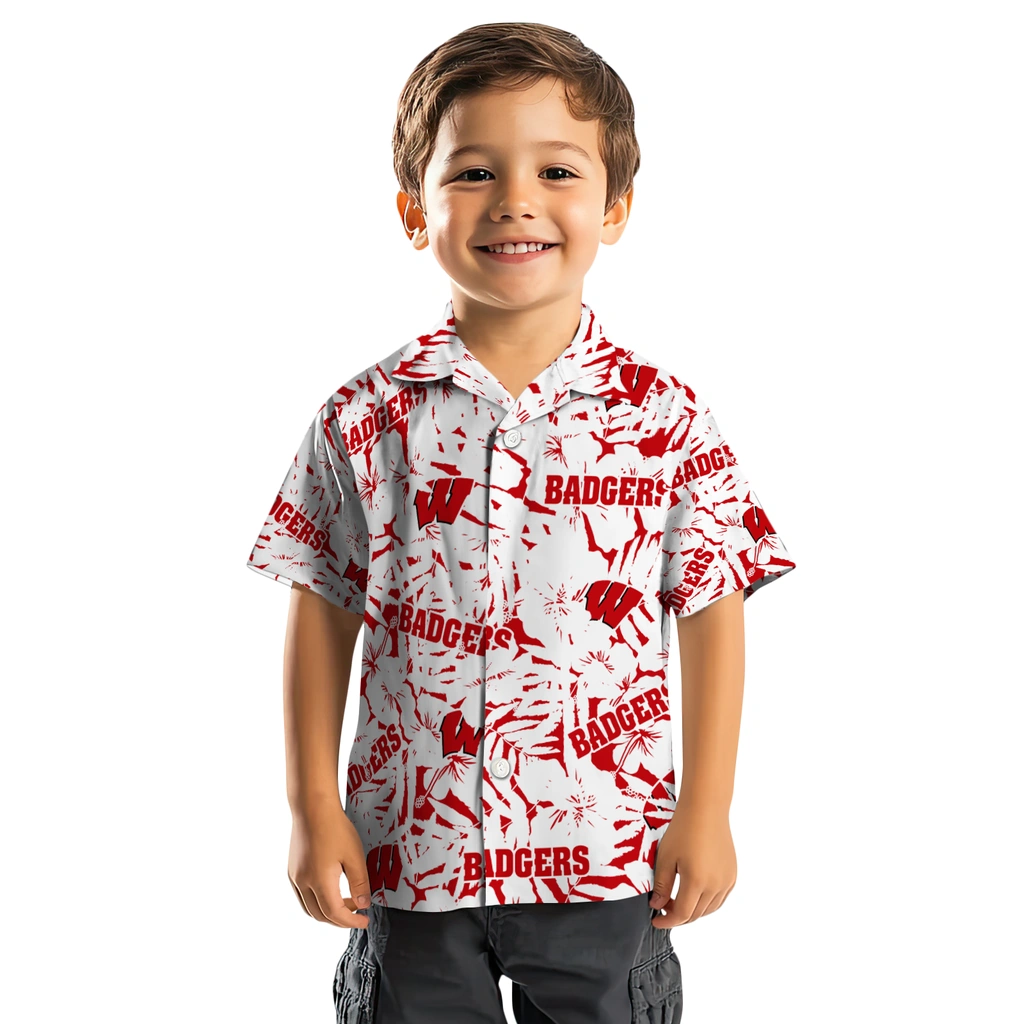 Wisconsin Badgers Hawaiian Shirt - Hibiscus Overlay wisconsin badgers hibiscus overlay hawaiian shirts top rated