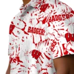 Wisconsin Badgers Hawaiian Shirt – Hibiscus Overlay
