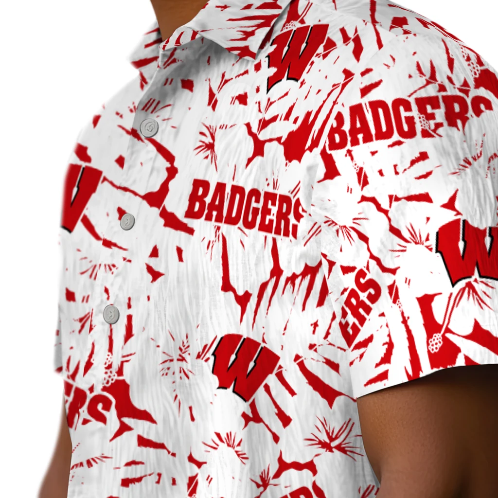 Wisconsin Badgers Hawaiian Shirt - Hibiscus Overlay wisconsin badgers hibiscus overlay hawaiian shirts trendy