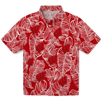 wisconsin badgers leaf outline red hawaiian shirts best selling
