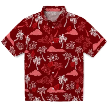 wisconsin badgers palm and clouds red hawaiian shirts best selling
