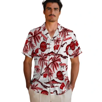 wisconsin badgers palm sunset hawaiian shirts fashion forward