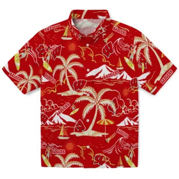 wisconsin badgers palm tree island red hawaiian shirts best selling