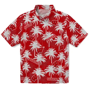 wisconsin badgers palm grove red hawaiian shirts best selling