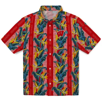 wisconsin badgers paradise vines red hawaiian shirts best selling