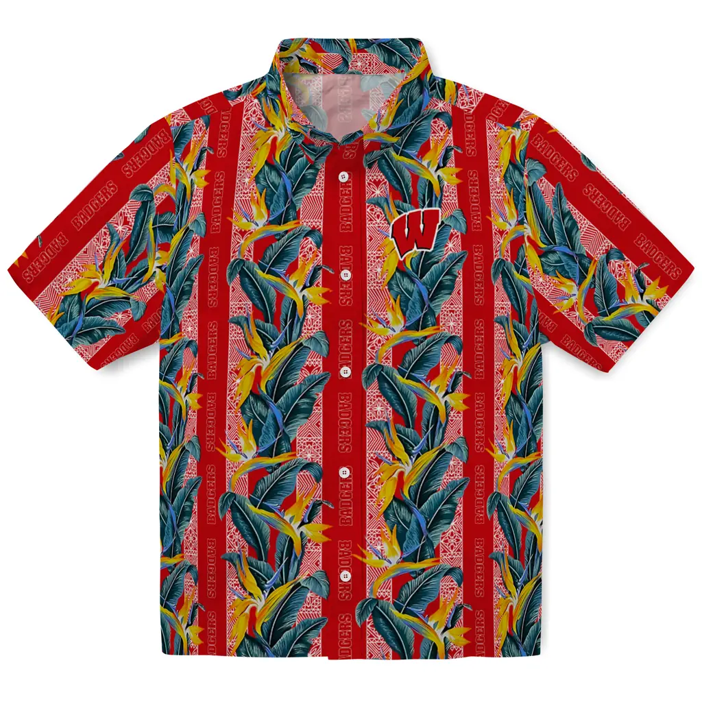 Wisconsin Badgers Hawaiian Shirt - Paradise Vines wisconsin badgers paradise vines red hawaiian shirts best selling