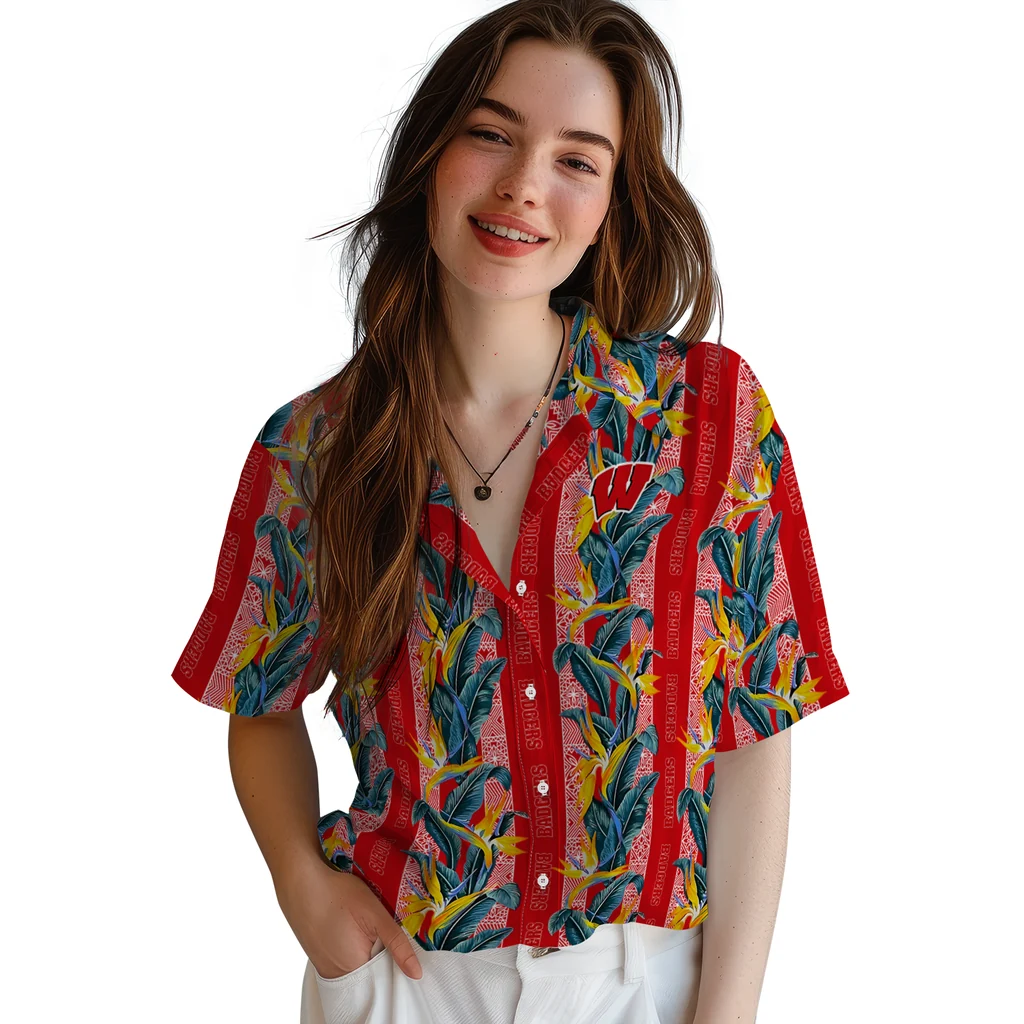Wisconsin Badgers Hawaiian Shirt - Paradise Vines wisconsin badgers paradise vines red hawaiian shirts latest model