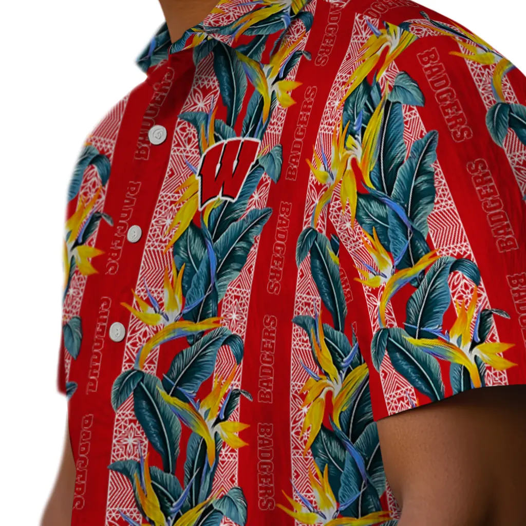 Wisconsin Badgers Hawaiian Shirt - Paradise Vines wisconsin badgers paradise vines red hawaiian shirts trendy