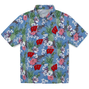 wisconsin badgers pineapple bouquet best sky blue hawaiian shirts best selling
