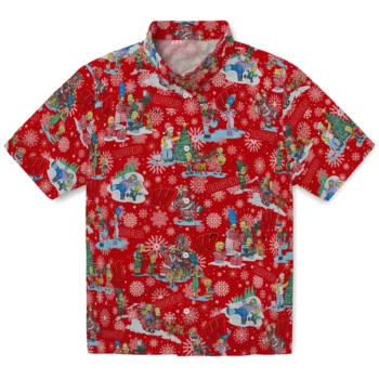 wisconsin badgers simpsons christmas red hawaiian shirts best selling