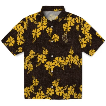wyoming cowboys hibiscus petals brown hawaiian shirts best selling