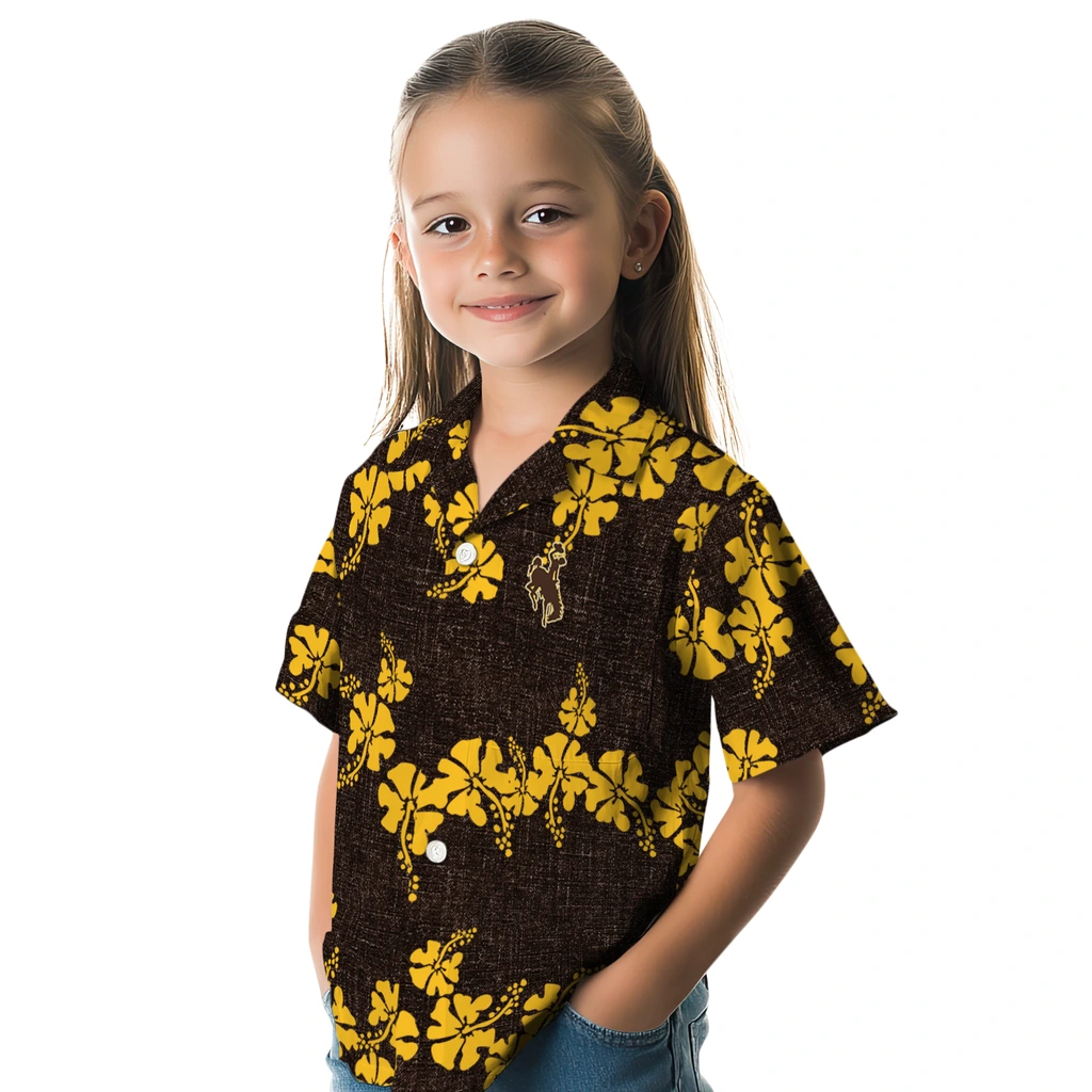Wyoming Cowboys Hawaiian Shirt - 50th State Flower wyoming cowboys hibiscus petals brown hawaiian shirts premium grade