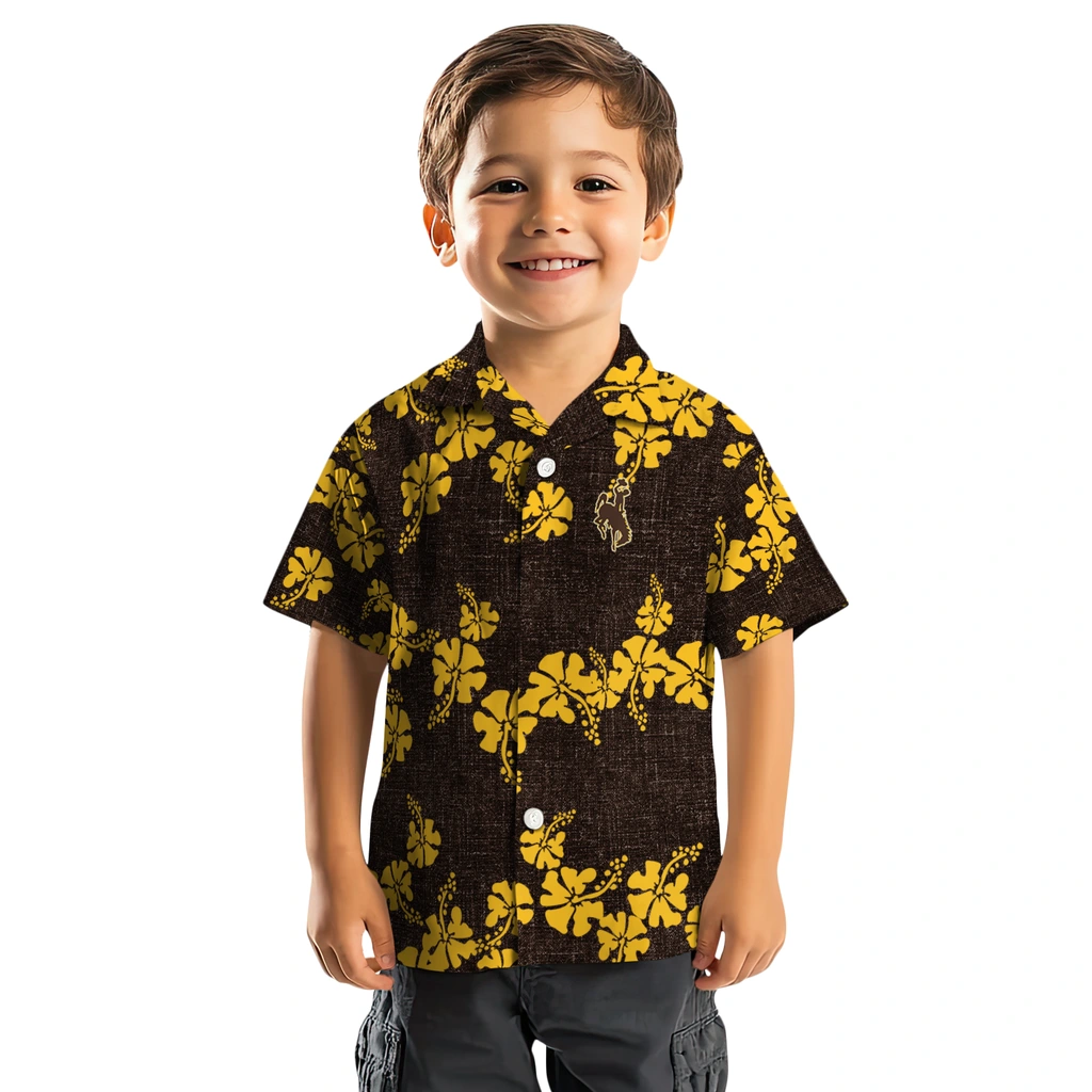Wyoming Cowboys Hawaiian Shirt - 50th State Flower wyoming cowboys hibiscus petals brown hawaiian shirts top rated