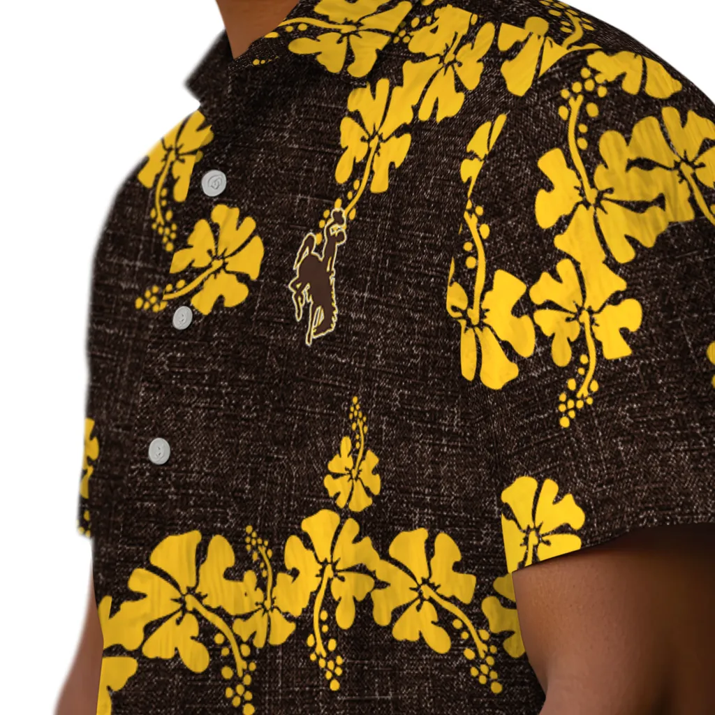 Wyoming Cowboys Hawaiian Shirt - 50th State Flower wyoming cowboys hibiscus petals brown hawaiian shirts trendy