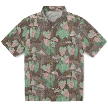 wyoming cowboys anthurium overlay brown hawaiian shirts best selling