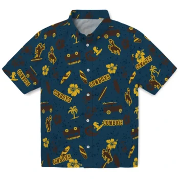 wyoming cowboys beach vibe navy hawaiian shirts best selling