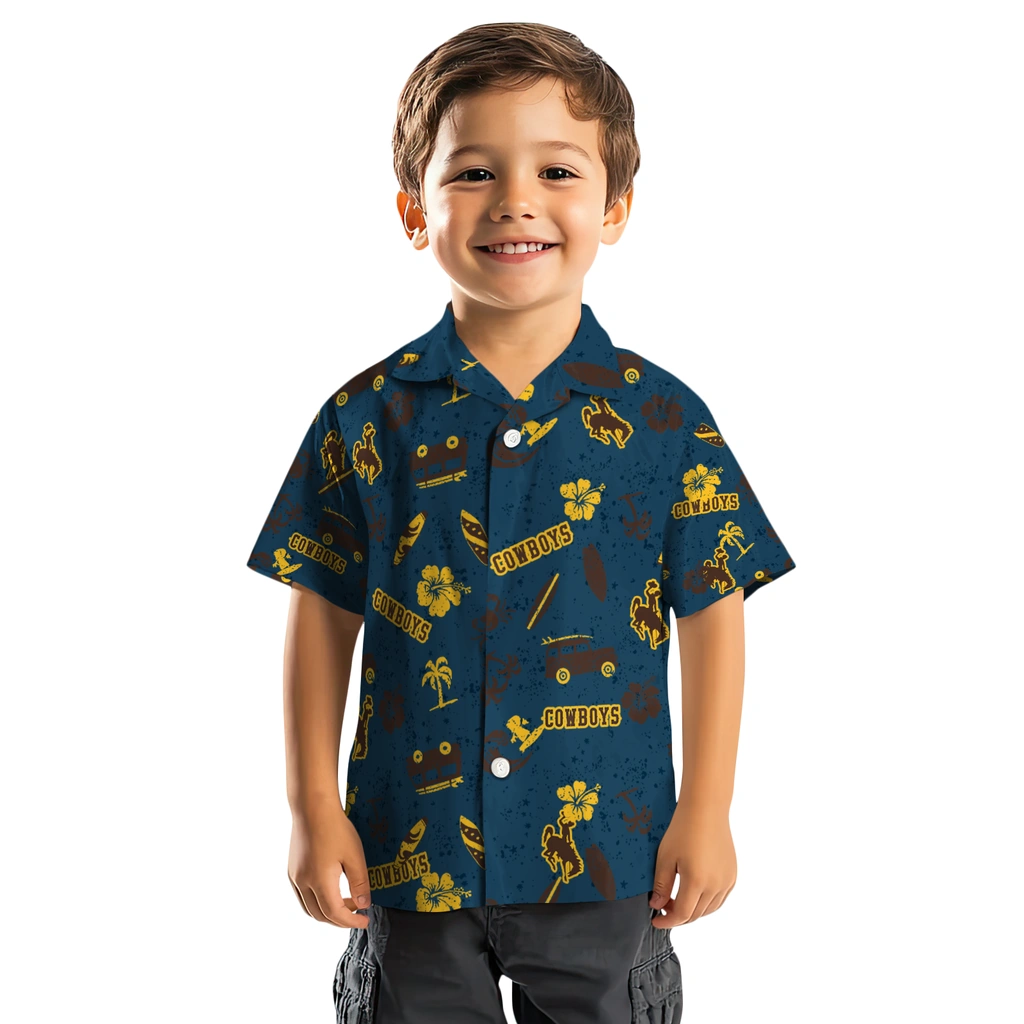 Wyoming Cowboys Hawaiian Shirt - Beach Vibe wyoming cowboys beach vibe navy hawaiian shirts top rated