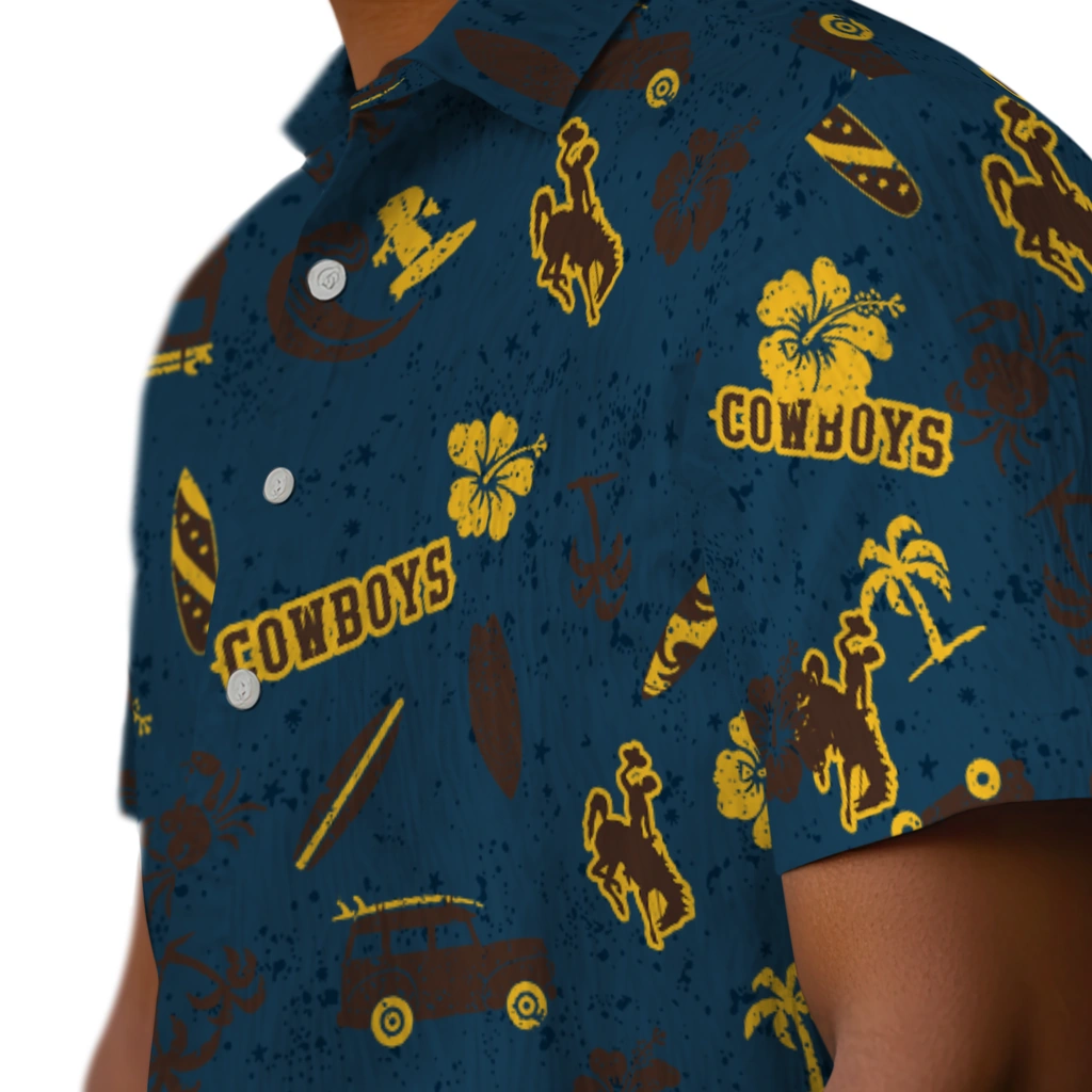 Wyoming Cowboys Hawaiian Shirt - Beach Vibe wyoming cowboys beach vibe navy hawaiian shirts trendy